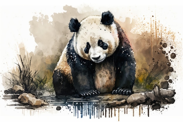 Panda in aquarel