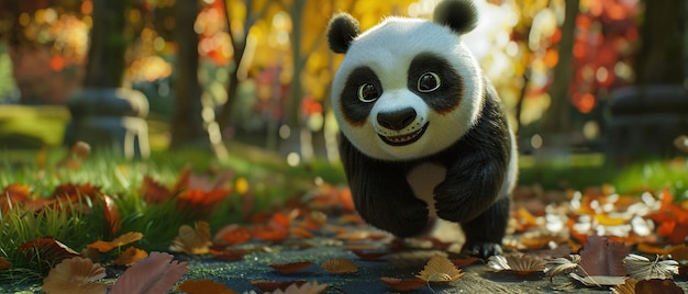 Panda in een meeslepend voetbalspel