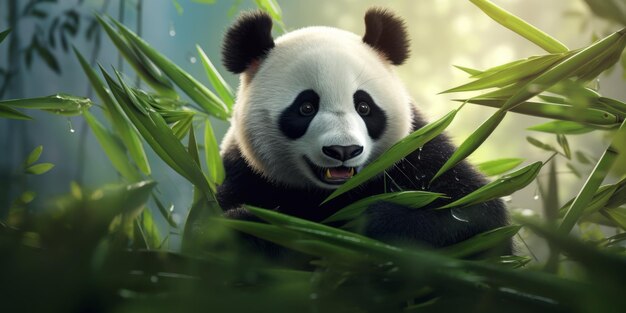 Foto panda in het wild generatieve ai