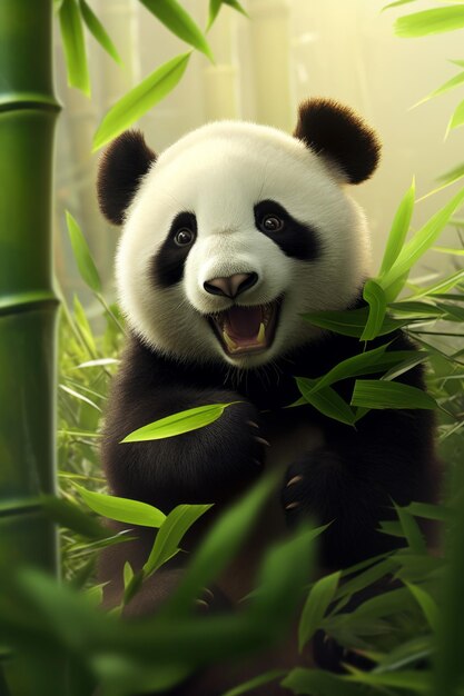 Foto panda in het wild generatieve ai