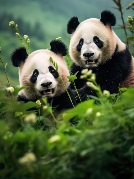 Panda in zijn natuurlijke habitat Wildlife Photography Generative AI