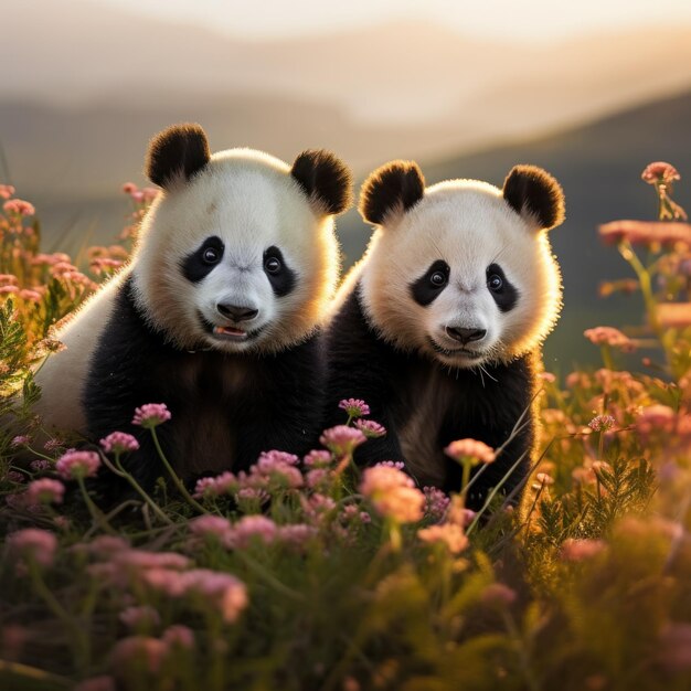 Photo panda in its natural habitat wildlife photography generative ai