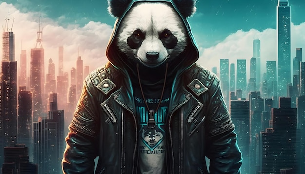 Photo panda leather jacket