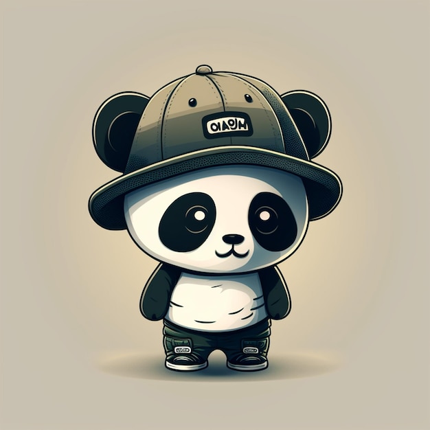 Panda met een hoed Vector illustratie