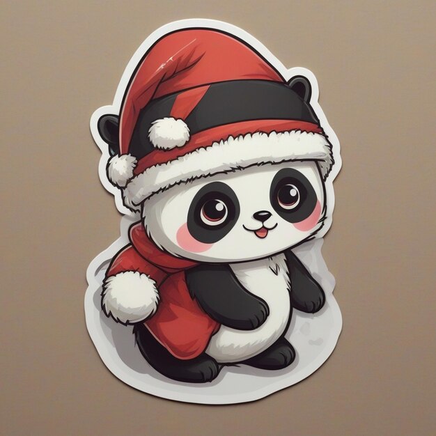 Foto panda met kerstmanhoed