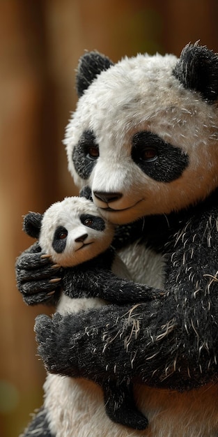 Foto madre panda e bambino