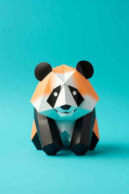 panda origami in the style of contemplative minimalism light orange and teal playstation 5