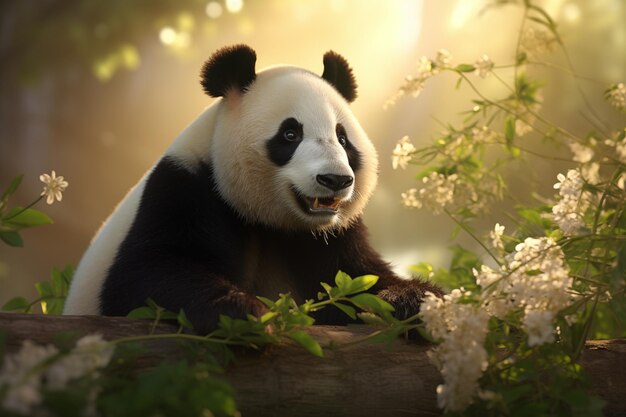 Panda at outdoors in wildlife Animal