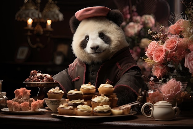 Panda Patisserie невероятная выпечка панды иллюстрация генеративный ai