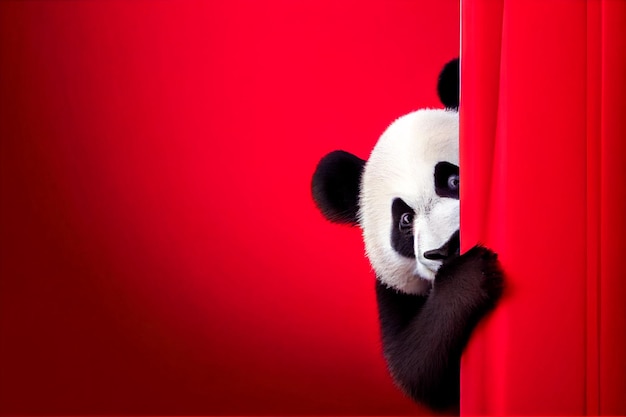 Panda peeking around the corner Generative AI Generative AI