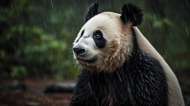 雨の中のパンダ