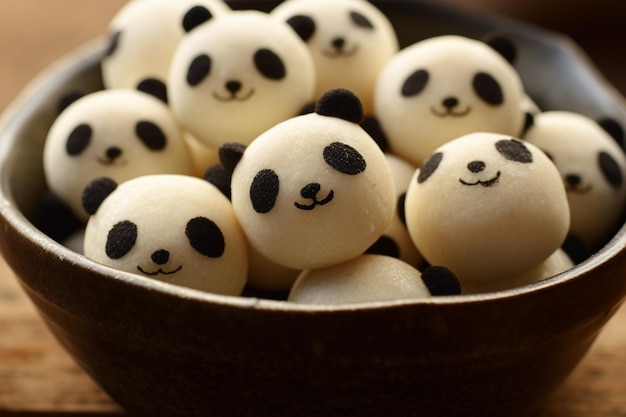 Panda Rice Cake white background generative ai High quality illusration