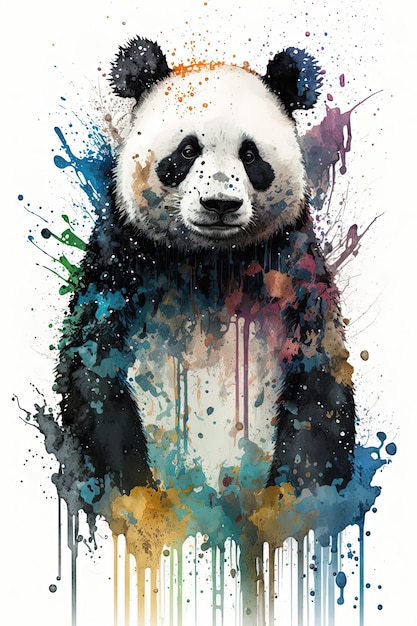 Panda schilderij aquarel Generatieve Ai
