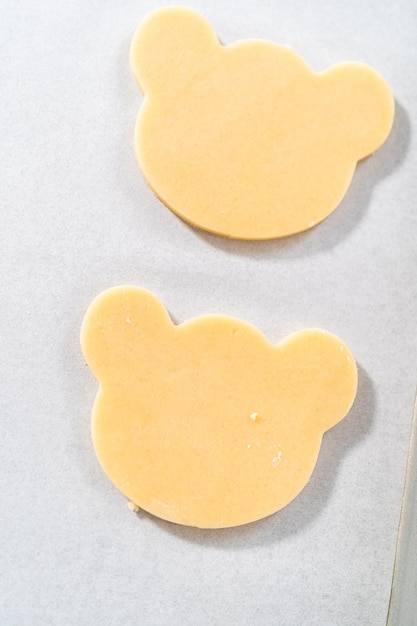 Photo panda shaped shortbread cookies with chocolate icing