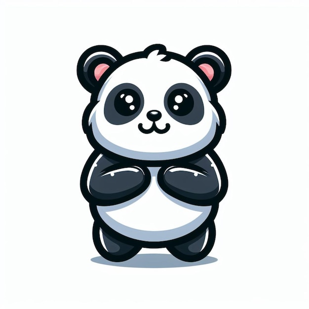 Panda sitting excited cute creative kawaii cartoon mascot logo ai image