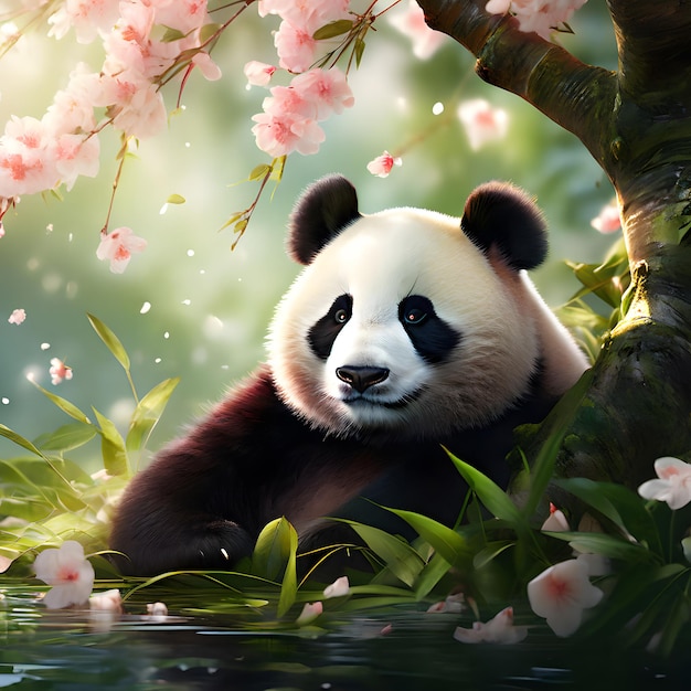 Panda sitting in the Jungle