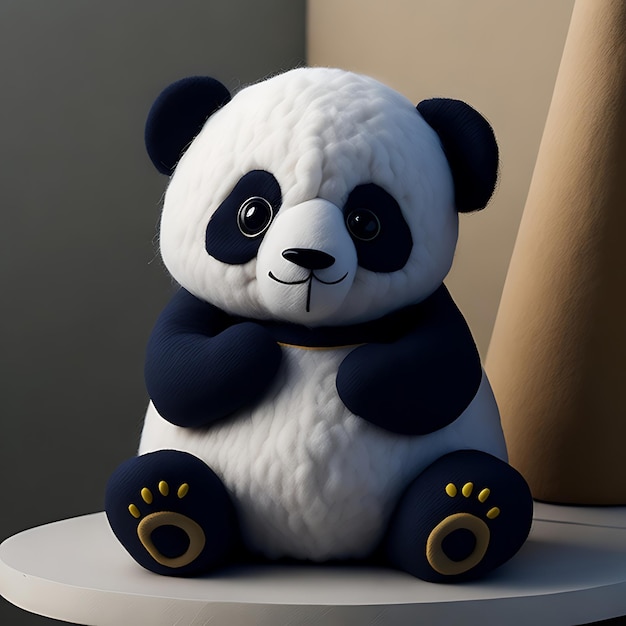 Photo a panda sitting soft and cudly happy epression