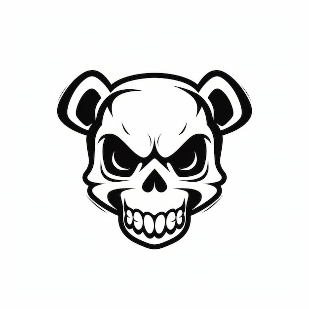 Panda Skull Dogtag Een minimalistische Evil Calavera Sticker Design in Vector