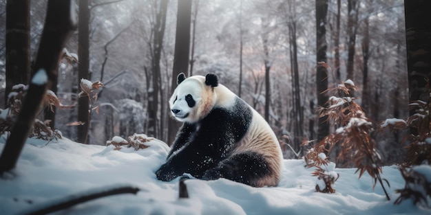 A panda in the snow