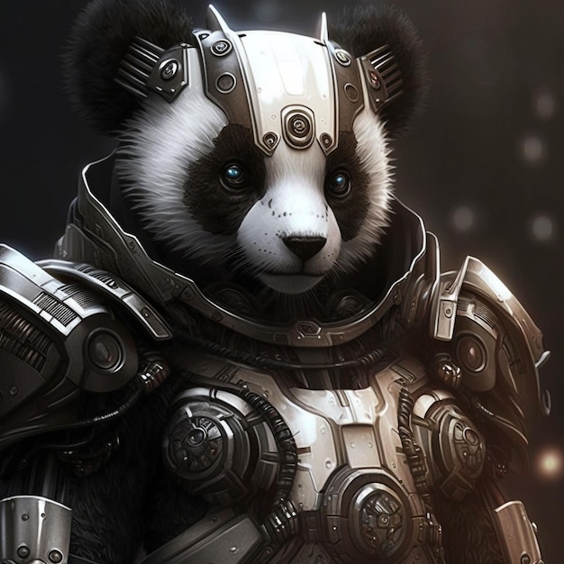 Panda Space Warrior Character Design Generative Ai
