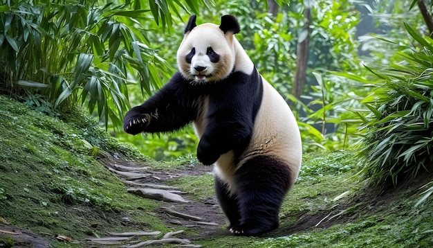 Photo panda standing i forest