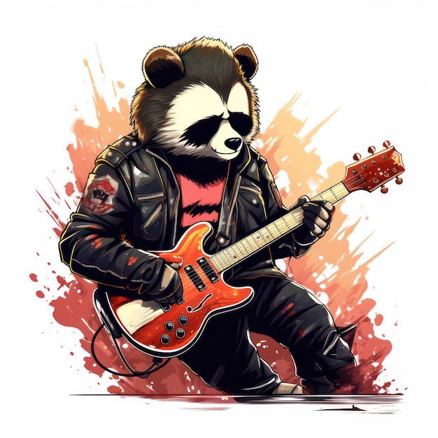 Foto panda che suona la chitarra