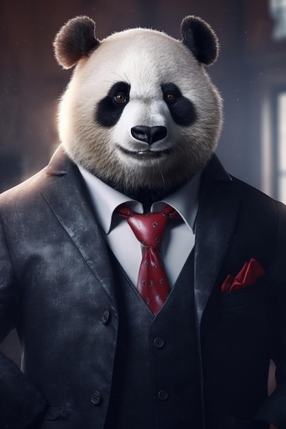 Panda in a suit Generative AI