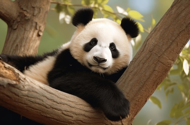 A panda in a tree