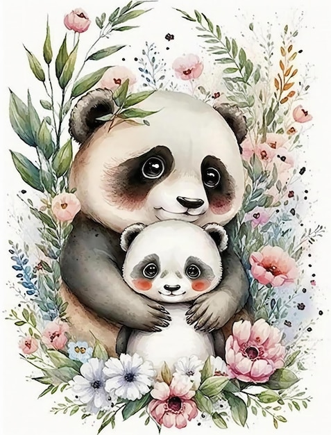 Panda Watercolor Illustration