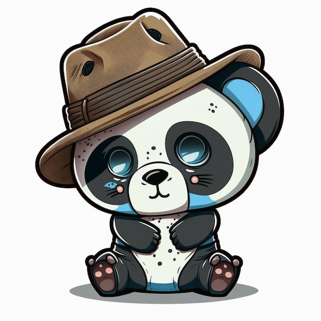 Panda Wearing a Hat Vector Illustration