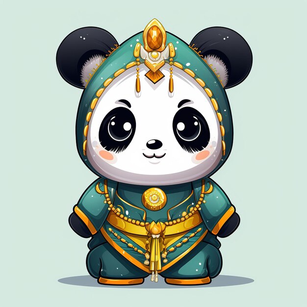 Foto panda che indossa un costume tradizionale indiano illustrazione di cartoni animati