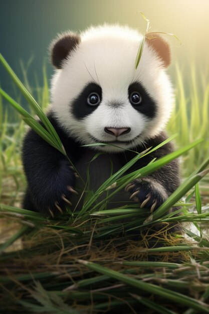 Photo panda in the wild generative ai