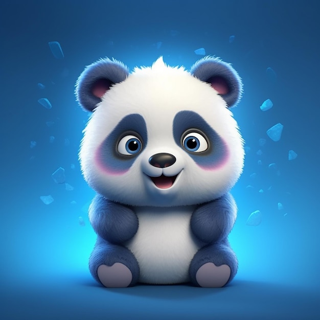 A panda with a blue background and the word panda on it.