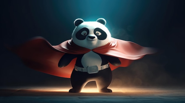 A panda with a cape on