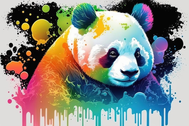 Panda with neon pastel color