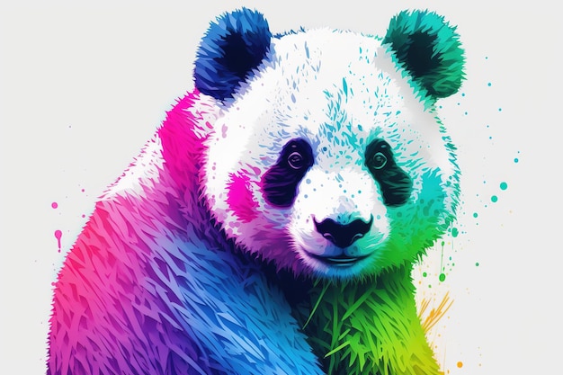 Photo panda with neon pastel color