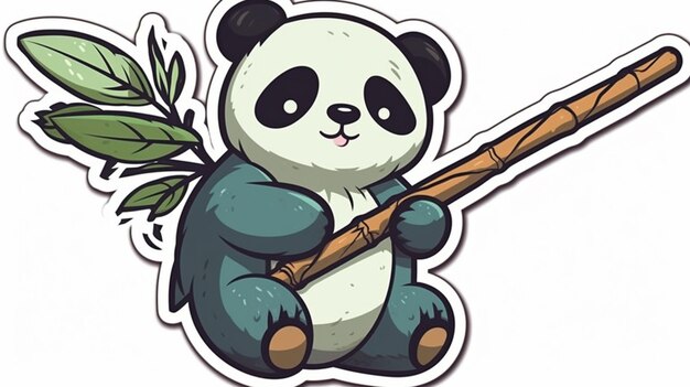 A panda with a sticker that says'panda'on it