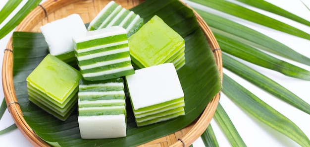 Pandan with coconut milk jelly Thai dessert