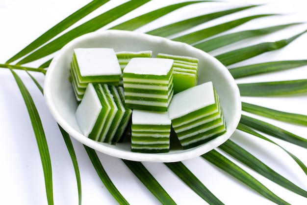 Pandan with coconut milk jelly Thai dessert