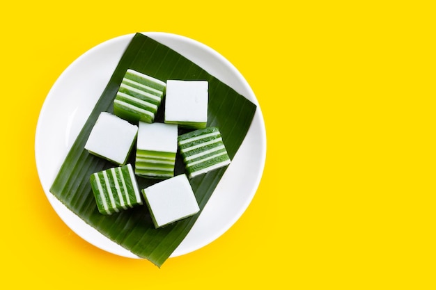 Pandan with coconut milk jelly Thai dessert