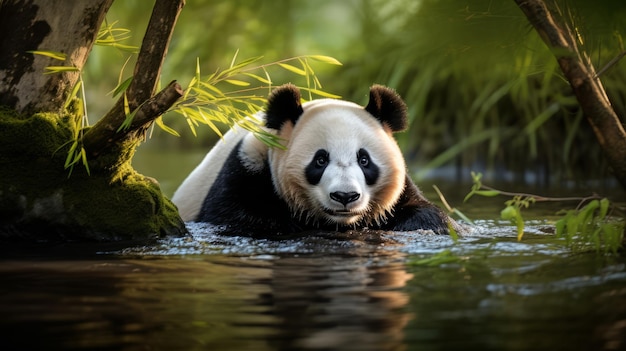 Pandas also like to stay near water sources often by rivers lakes or streams