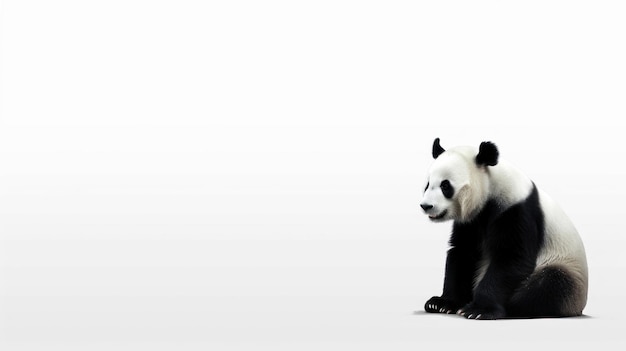 Pandas are walking in front of a white background