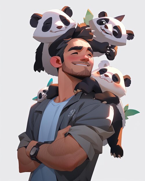 Pandas and man