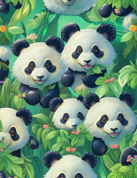 Pandas seamless pattern background