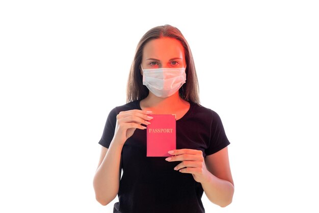 전염병 제한 비자 사무실 여성 마스크