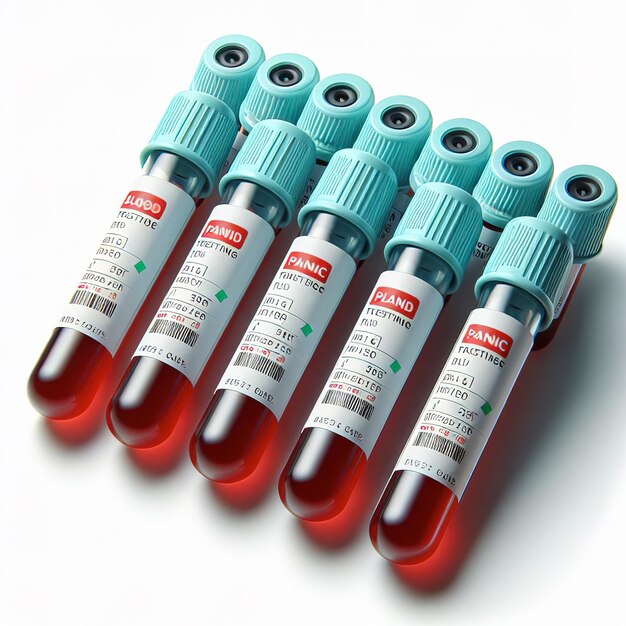 Pandemic Style Blood Testing Tubes on White With Label