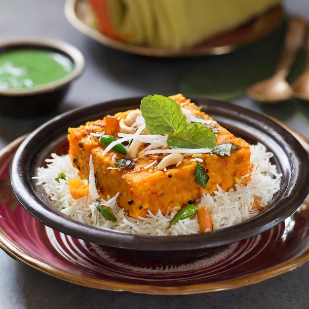 Paneer biriyani on plate