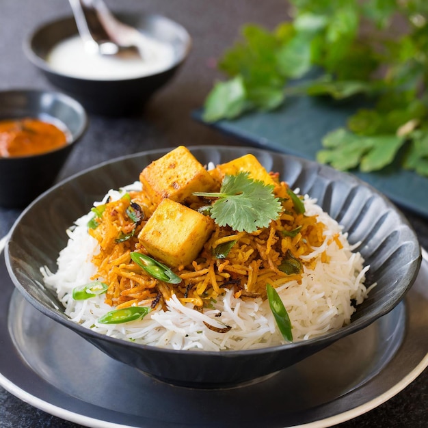 Paneer biriyani on plate