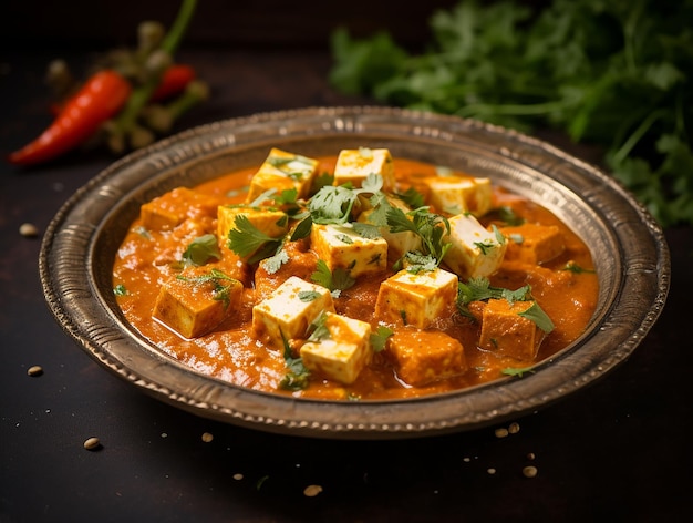 Paneer cottage cheese with gravy generated ai