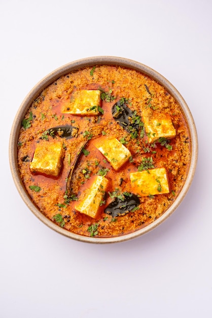 Paneer khus khus curry or cottage cheese posto masala made using poppy seeds Indian recipe